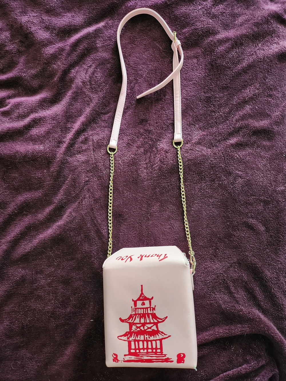 Pink Pagoda-Print Crossbody Bag - Thank You Design